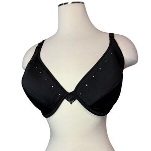 Elegant Women’s Bra Black with Rhinestones Embellished - 42D